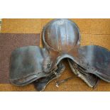 German WWII military saddle, faint swastika & eagl