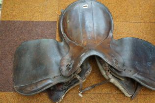 German WWII military saddle, faint swastika & eagl