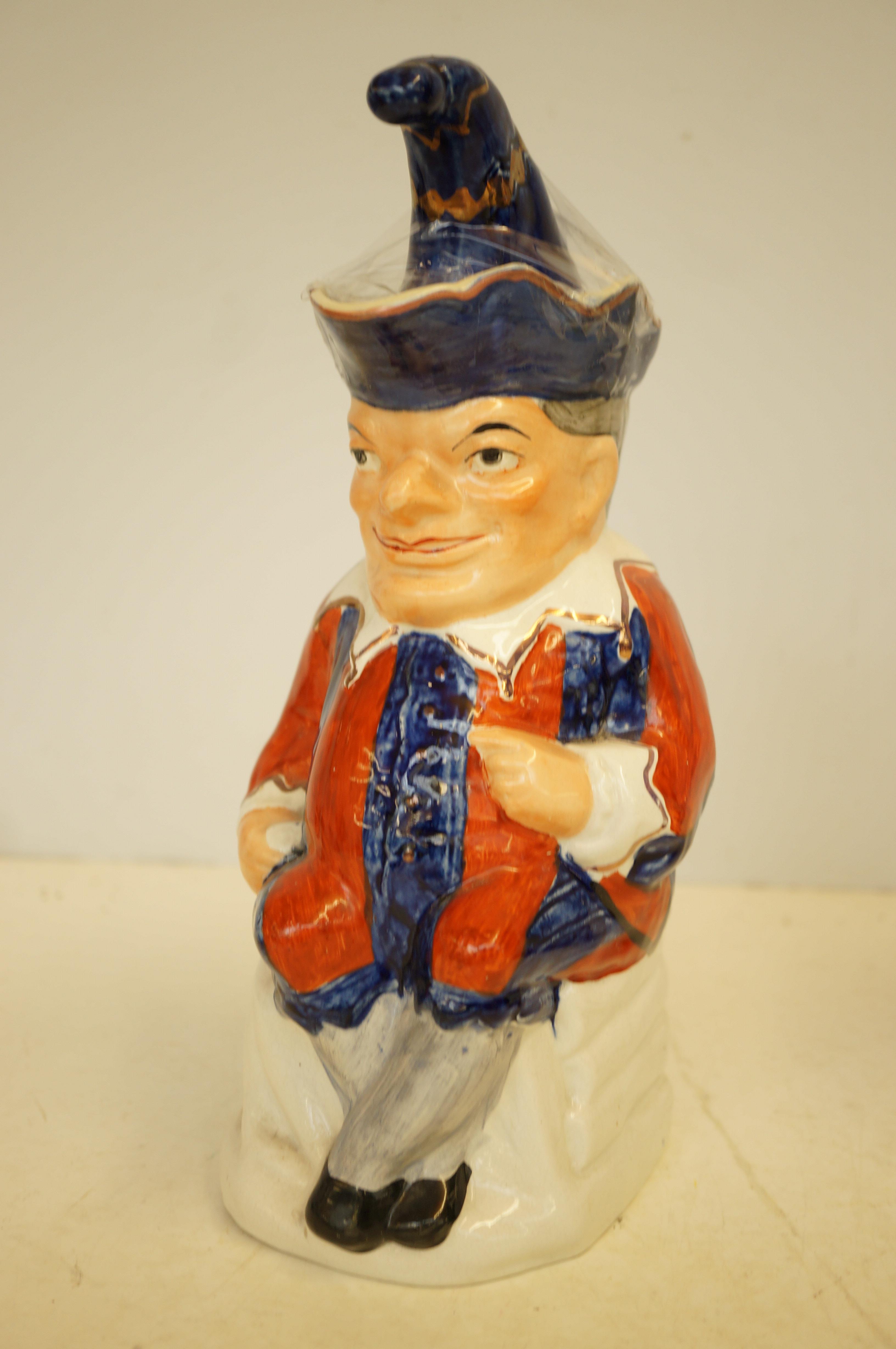 Staffordshire Mr punch Lidded jug