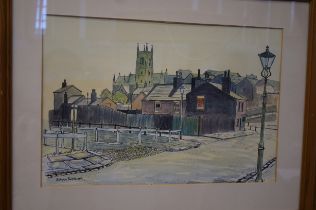 Brian Barlow wash & ink bolton scene