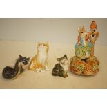 Peter Rabbit musical figure, Royal Worcester cat,