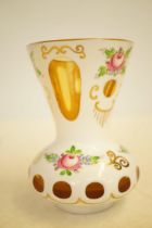 Victorian milk glass hand painted vase