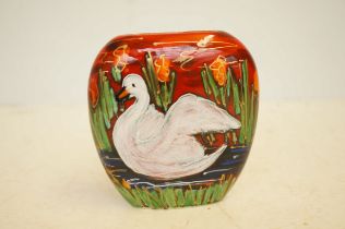 Anita Harris swan vase signed in gold