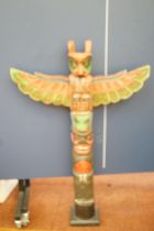 A Carved wooden totem pole 100 cm