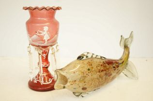 Art glass fish & cranberry glass
