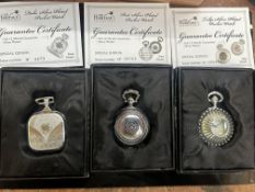 3x Heritage collection pocket watches with coa