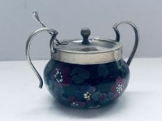 Victorian jam pot & silver spoon