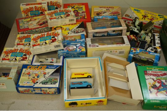 Large collection of comic book vehicles mainly box