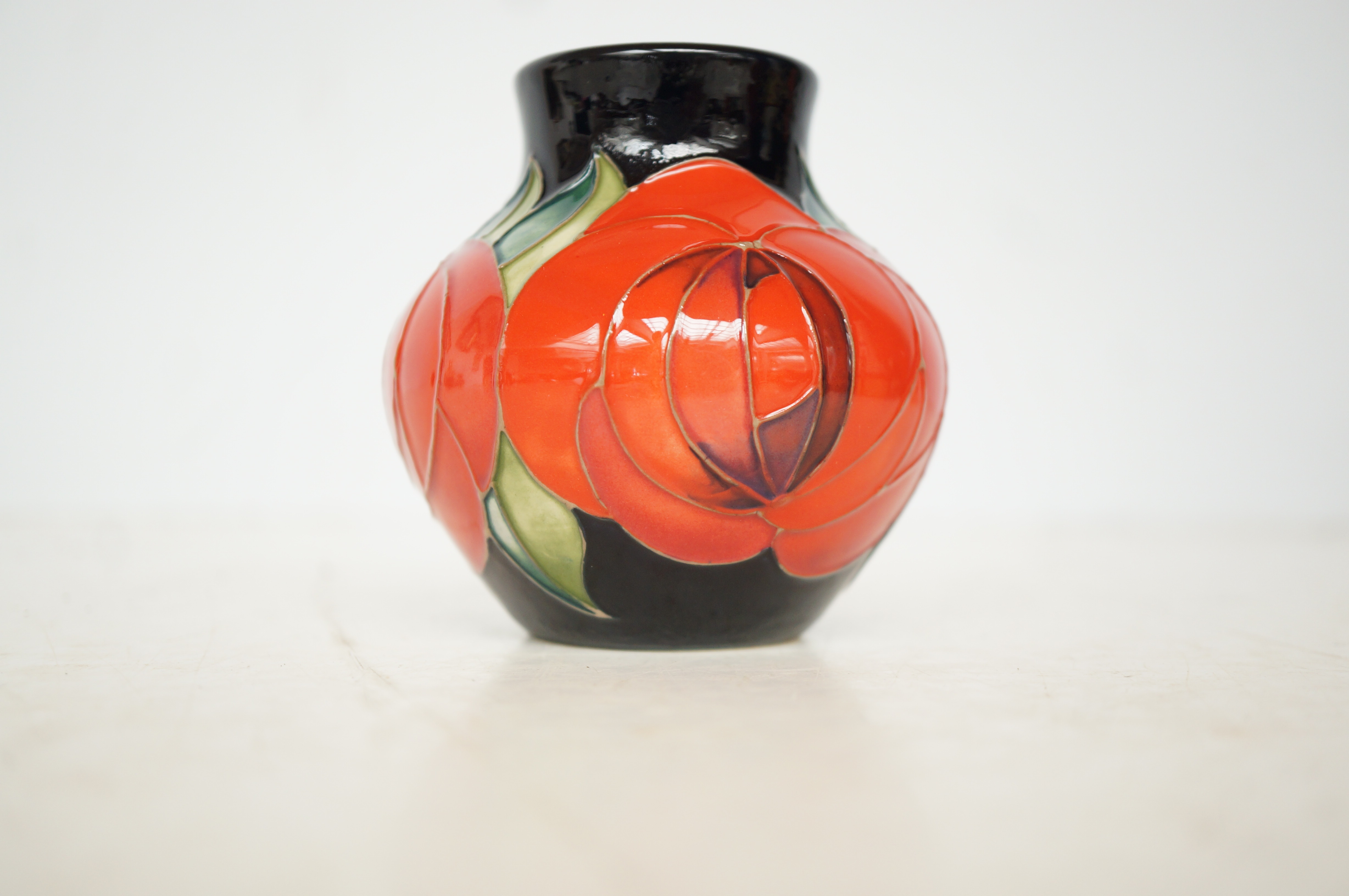 Moorcroft red rose vase Height 3''