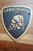 Cast iron Lamborghini sign
