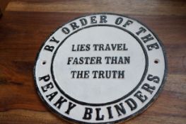 Cast iron Peaky blinders sign