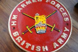 Cast iron British army sign