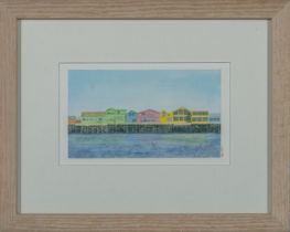 Small framed print of a pier scene image size 9cm x 16cm