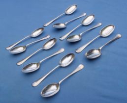 Twelve Walker & Hall silver plate dessert spoons