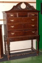 An oak chest on stand circa 1850. 178cm tall x 112cm wide