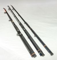 Three carbon spinning fishing rods