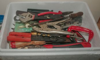 A collection of pliers, spanners and other tools