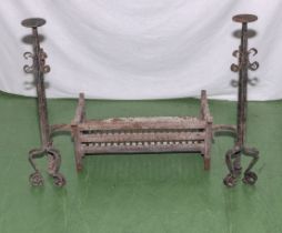 Victorian dog grate with side candle stands