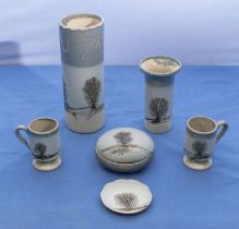 Six pieces of Pollard pottery