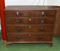 A Georgian mahogany chest of two drawers over three.