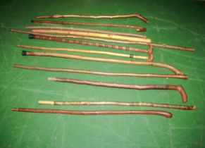 A bundle of vintage walking sticks