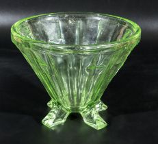Art Deco uranium glass footed bowl