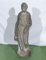 Reconstituted stone garden figure of a water carrier