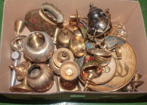 A box of copper and brass ware