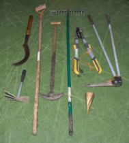 A bundle of gardening tools