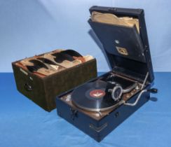 HMV wind up gramophone 102 and 78” records
