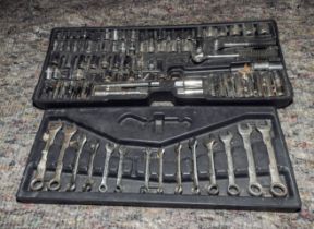 A tray of spanners and a socket set