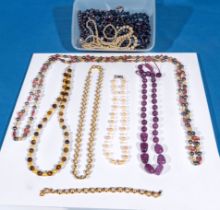 Quantity of pearls and crystal necklaces