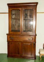 Victorian walnut secretaire bookcase with fitted interior, 2.2m tall x 1.2m wide x 45cm deep