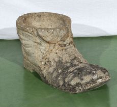 Reconstituted stone garden planter in the shape of a boot 40cm