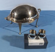 Silver plated roll topped dome tureen and George Jensen