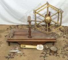 Victorian brass and steel wool winder by John Nesbitt, in need of restoration.