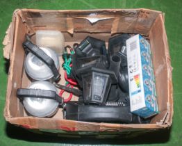 A box of assorted outside lights