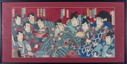 Early Japanese tryptich wood block print