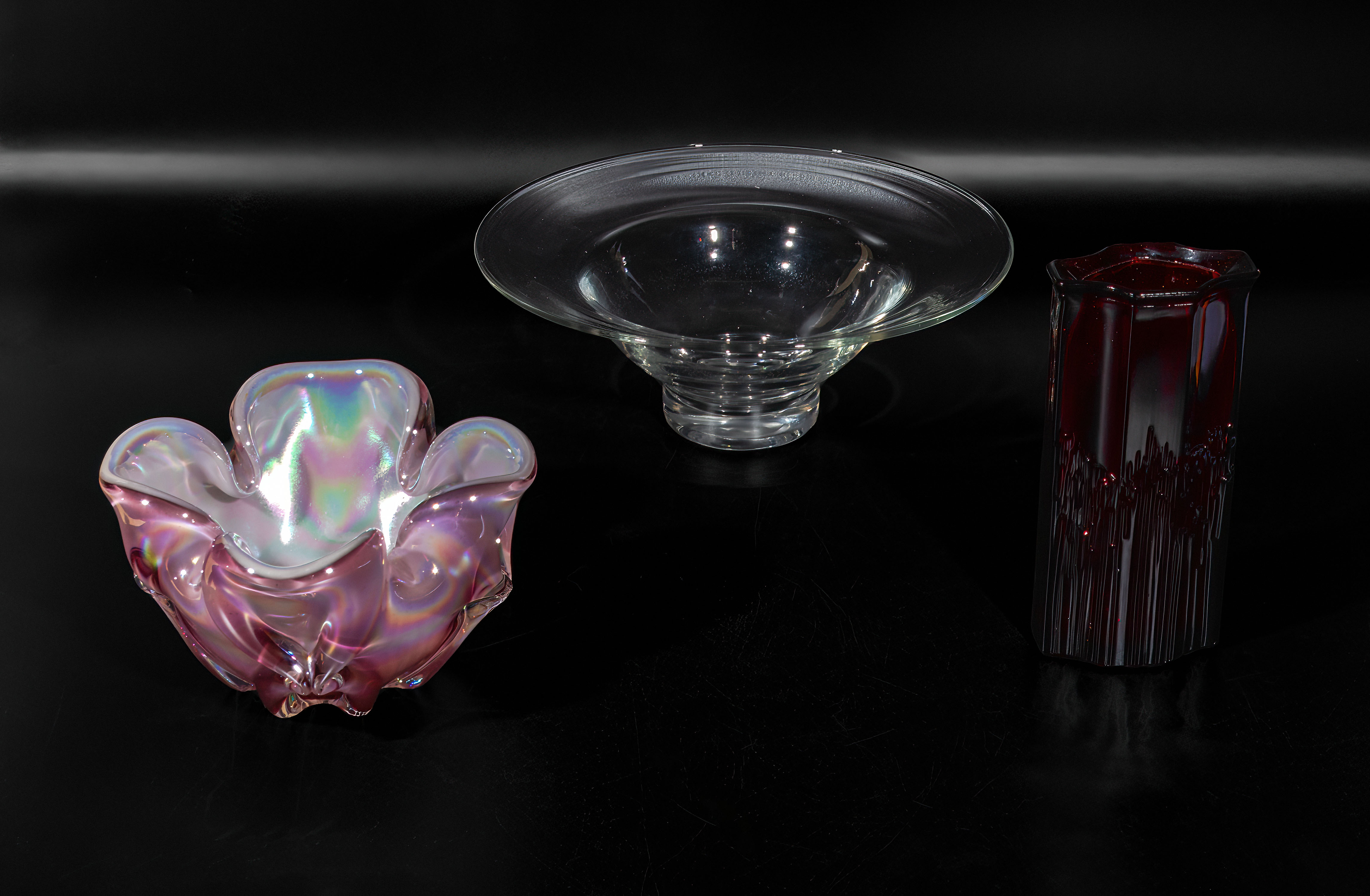 Pink glass bowl and one other