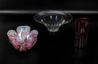 Pink glass bowl and one other