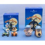 Wallace and Gromit Border Fine Arts salt and pepper and egg cups original boxes