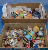 Two boxes of assorted pottery