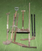 A bundle of vintage garden tools