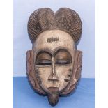 Vintage African inlaid hand carved tribal Mask