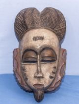 Vintage African inlaid hand carved tribal Mask