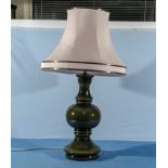 A large green Staffordshire Doulton table lamp and shade