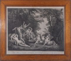 Oak framed engraving 'Nymphs Sporting' after Francesco Zuccarelli 61cm x 72cm