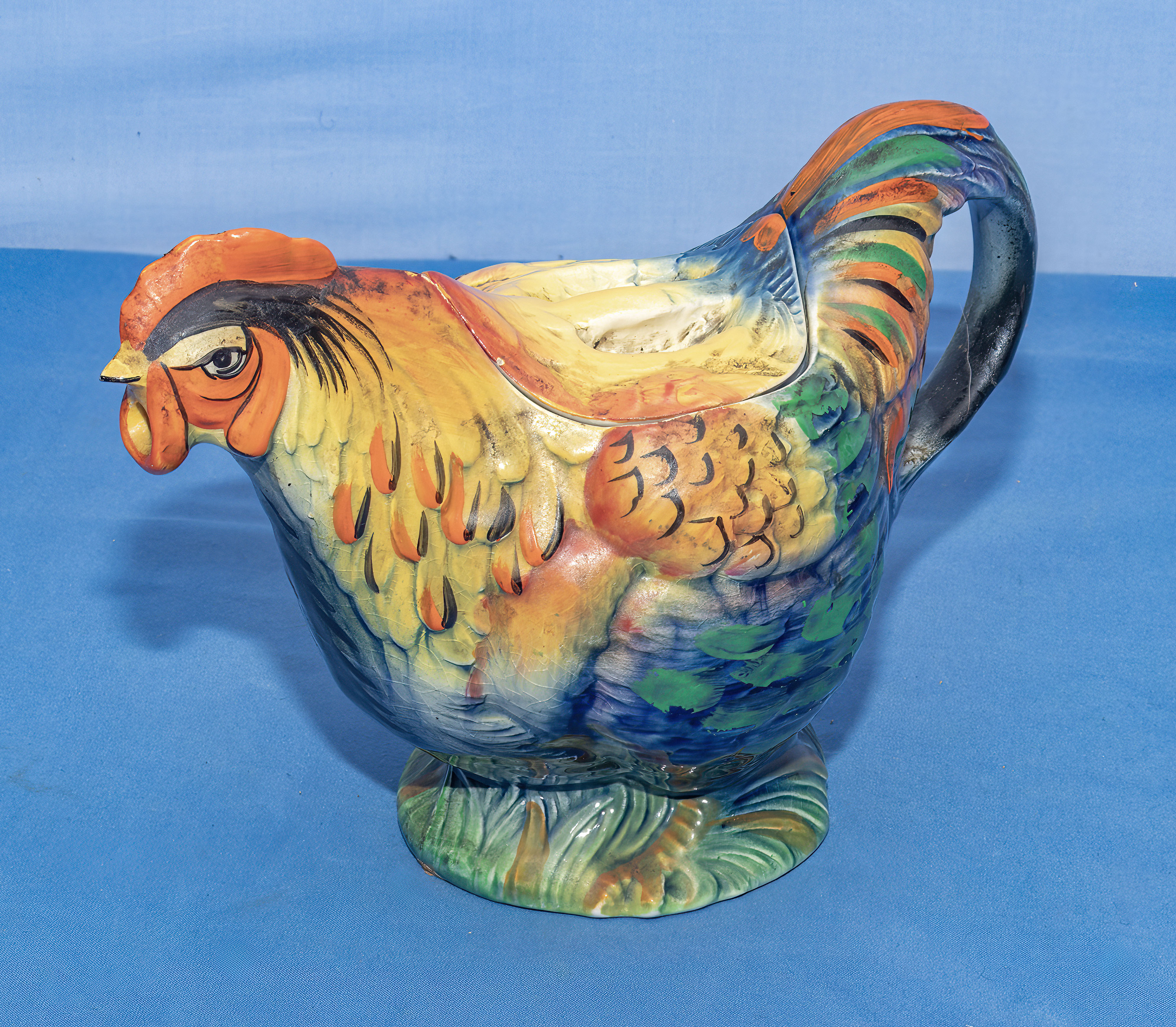 1930's majolica Rooster teapot