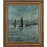 Gilt framed oil on board depicting a seascape, signed H Ward, 57cm x 50cm