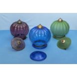 Three Indian glass ceiling light shades